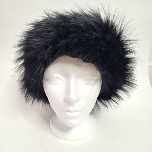 Black faux fur head warmer